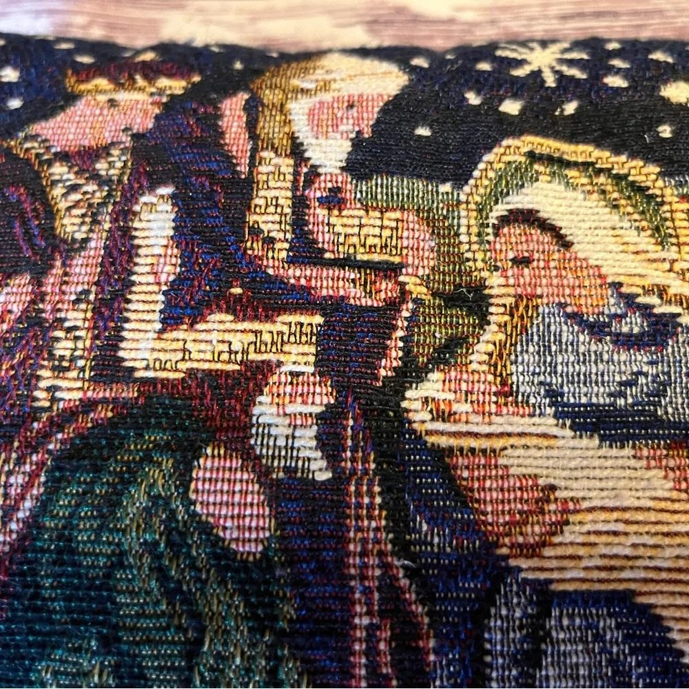 Tapestry Throw Pillows (2) Nativity Scene Mary & Baby Jesus Christmas